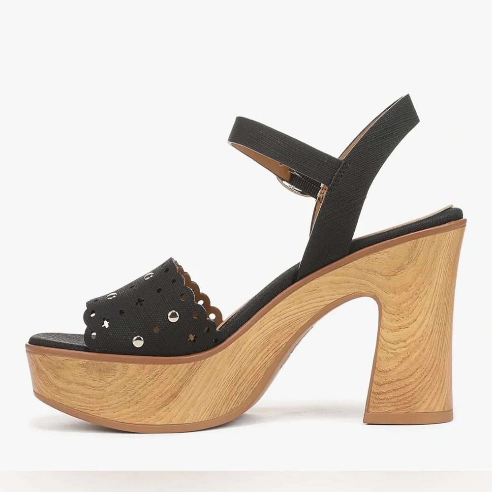 NWT Naturalizer Women's Kira Chunky Heeled Sandals, Black, Size 8.5